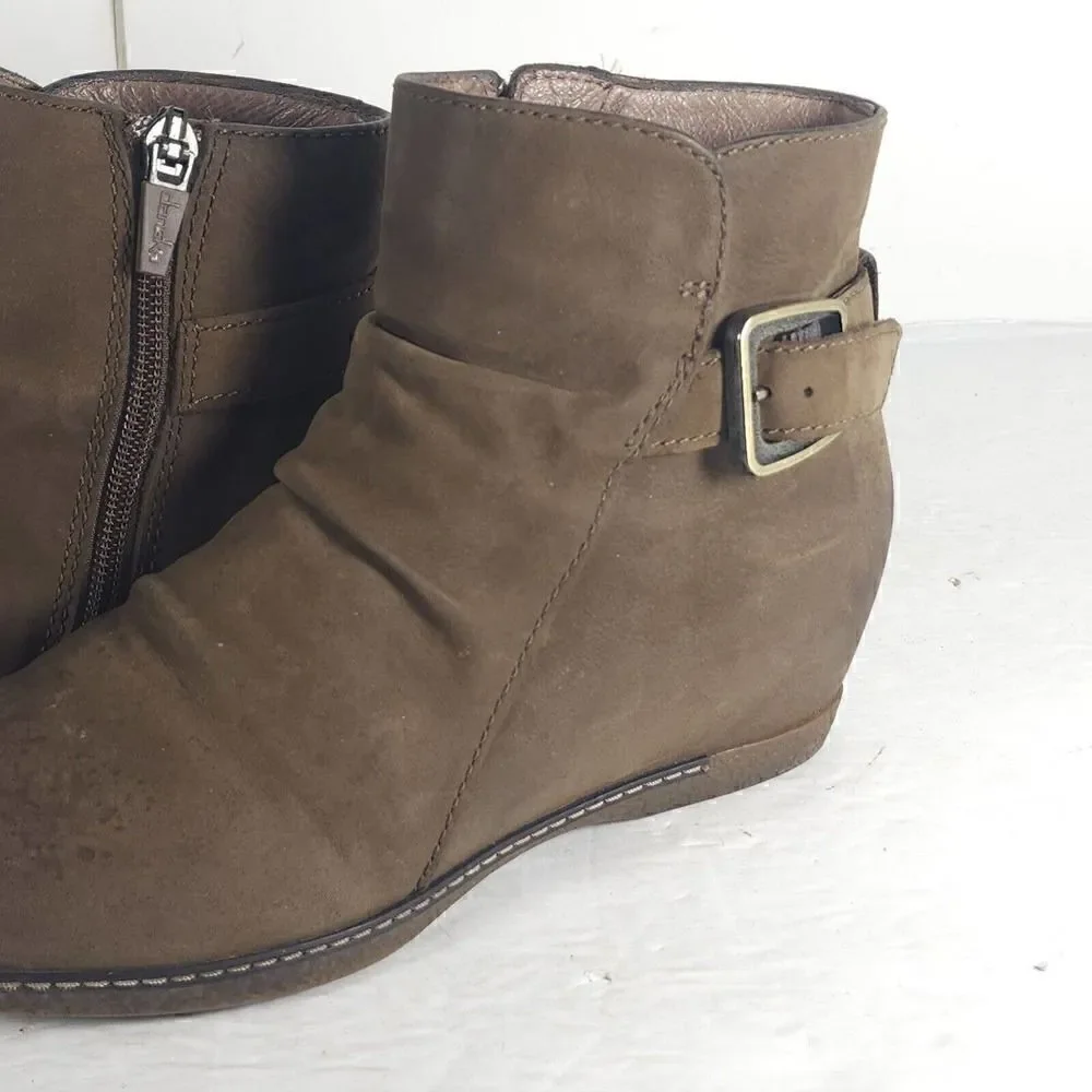 Dansko Women's Lia US5-5,5 EU36 Burnished Nubuck Mushroom Ankle Mid Wedge Boot